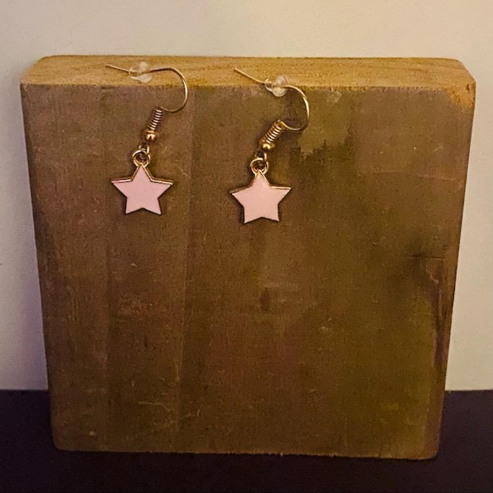 Pink star earrings